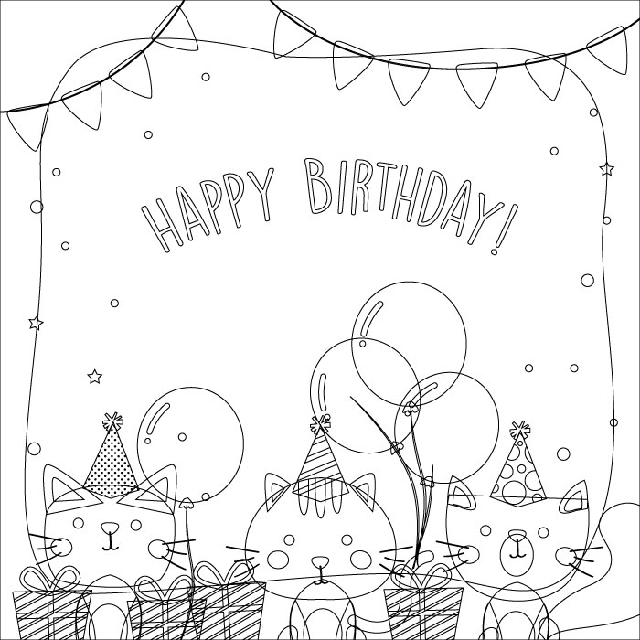 happy birthday animals with balloons