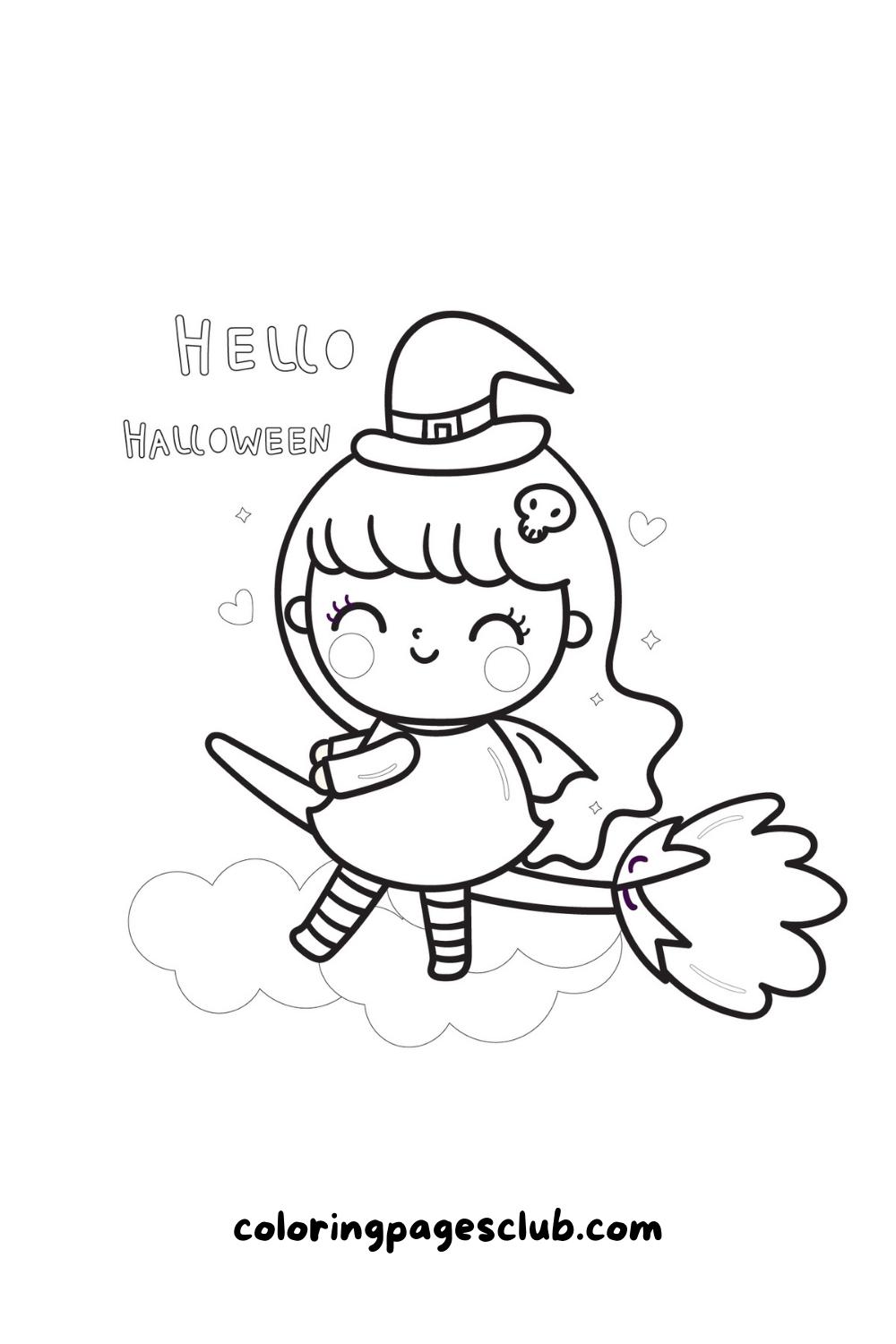 halloween witch in sky